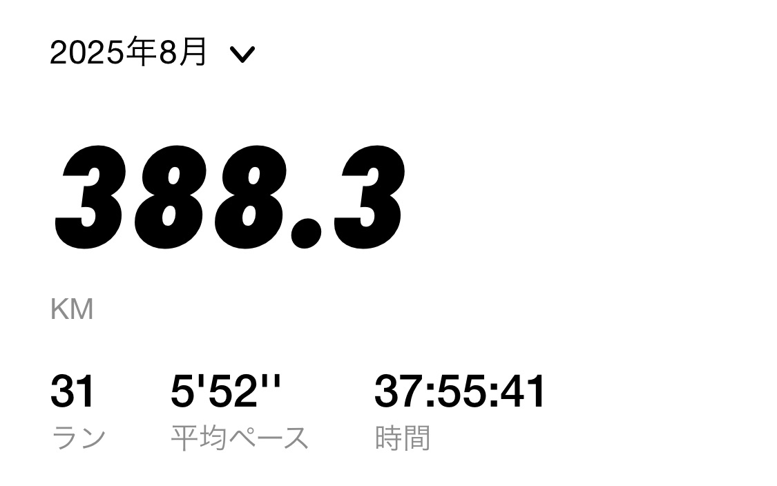 2025年8月月間走行距離