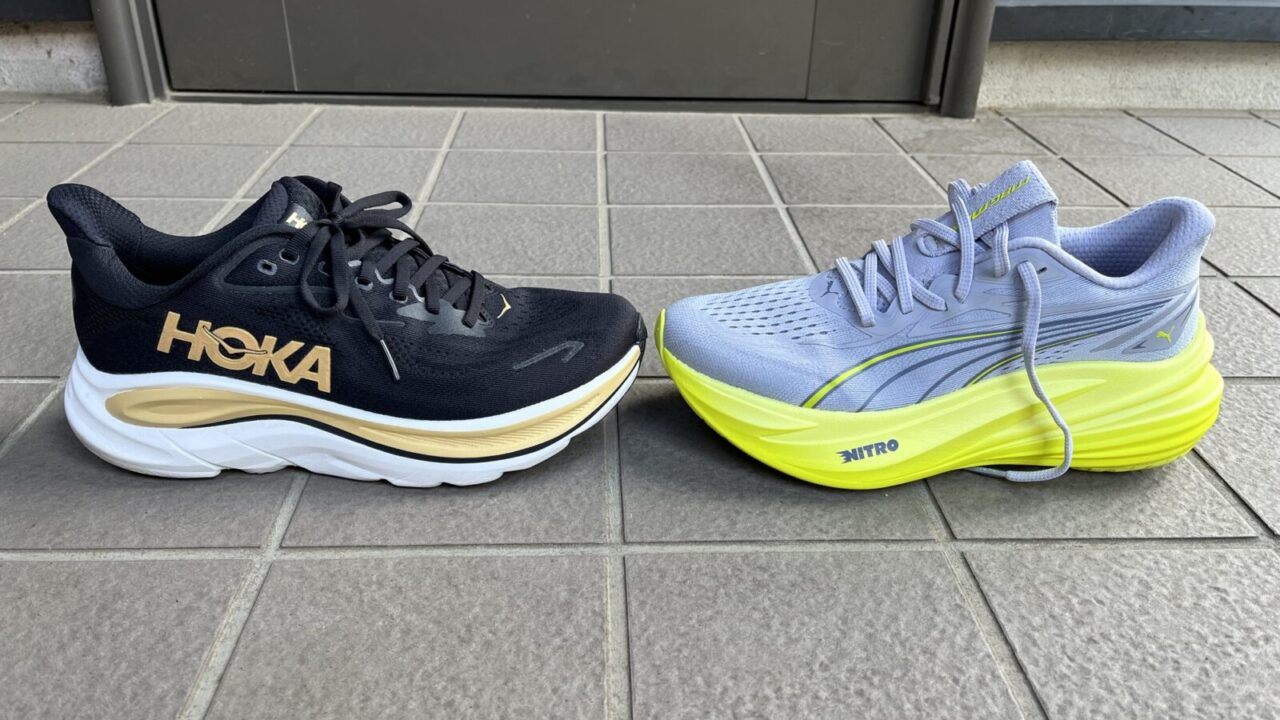 クリフトン10 vs マグマックスニトロ2　徹底比較レビュー　横から見た写真