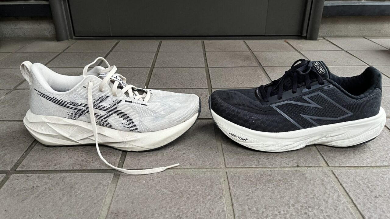 ノヴァブラスト5 vs Fresh Foam X 1080 v14　徹底比較レビュー　横から見た写真