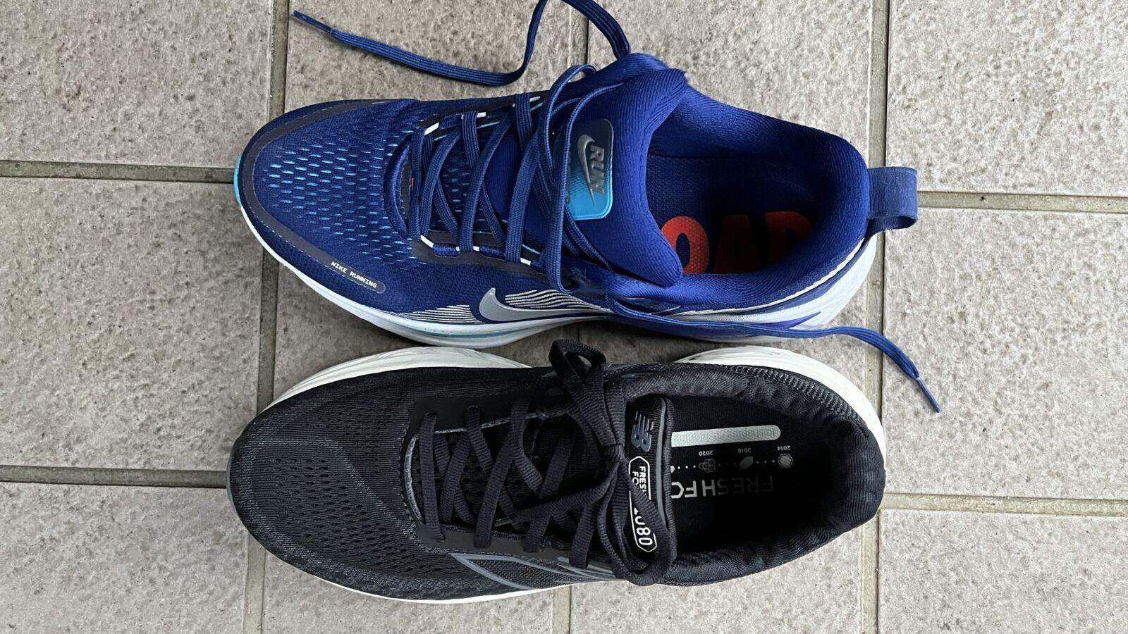 ボメロ18 vs Fresh Foam X 1080 v14　徹底比較レビュー　上から見た写真