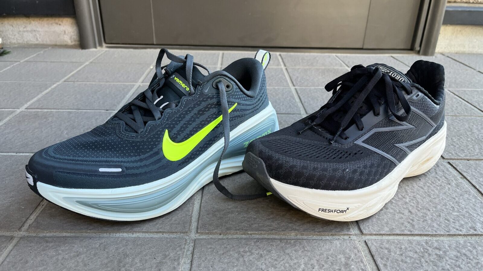 ボメロプラス vs Fresh Foam X 1080 v14　徹底比較レビュー　正面から見た写真