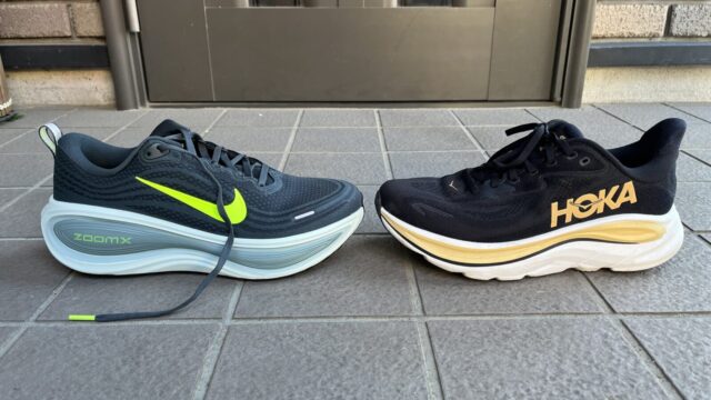 ボメロプラス vs クリフトン10 徹底比較レビュー 横から見た写真