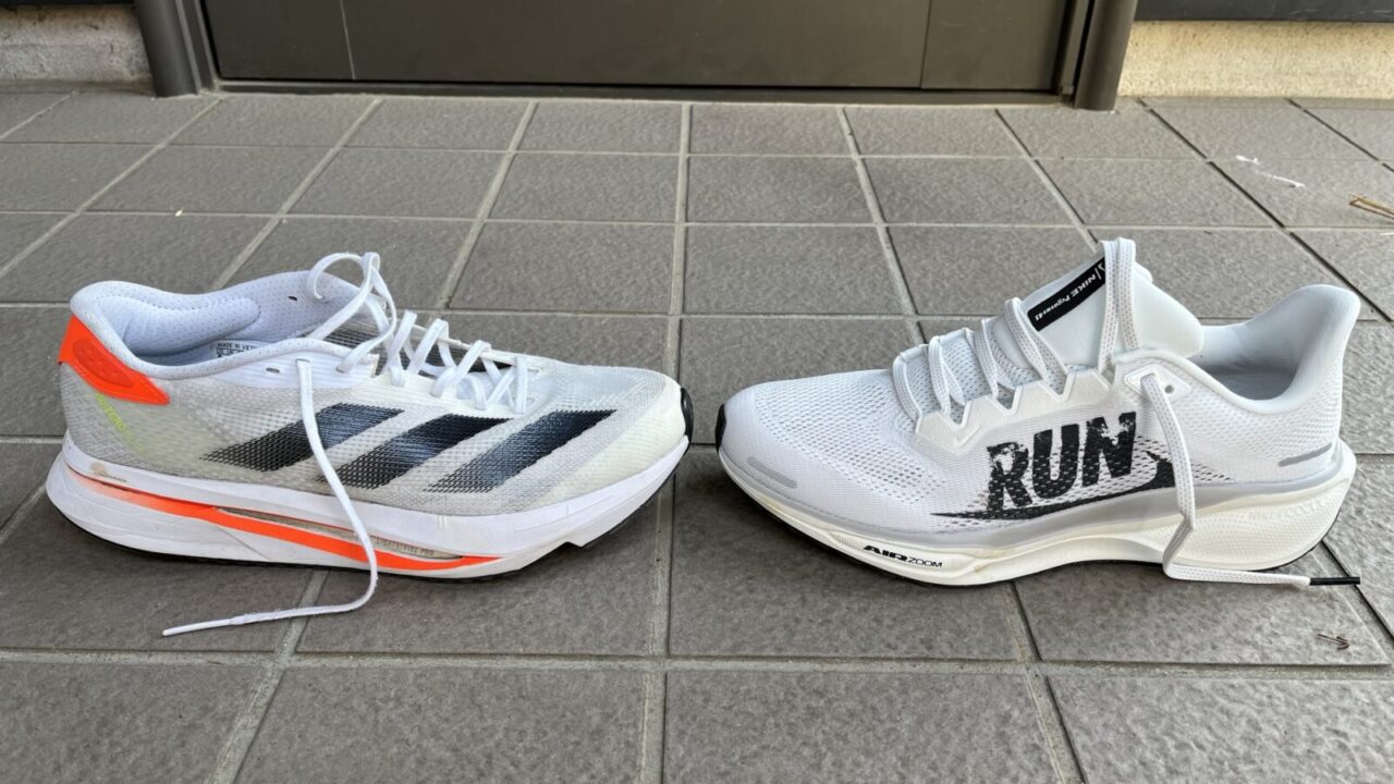 アディゼロSL2 vs ペガサス41 徹底比較レビュー 横から見たところ