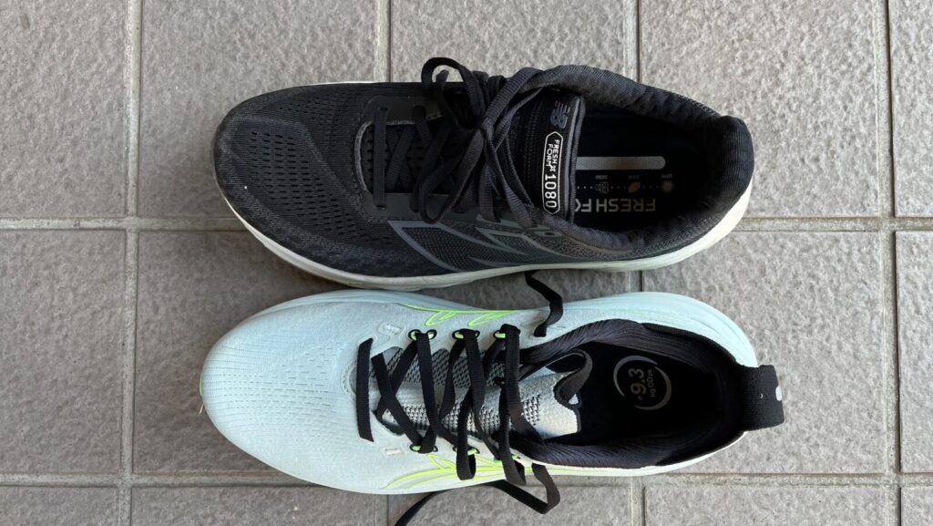 Fresh Foam X 1080 v14 vs ゲルニンバス28徹底比較レビュー　上から見た写真